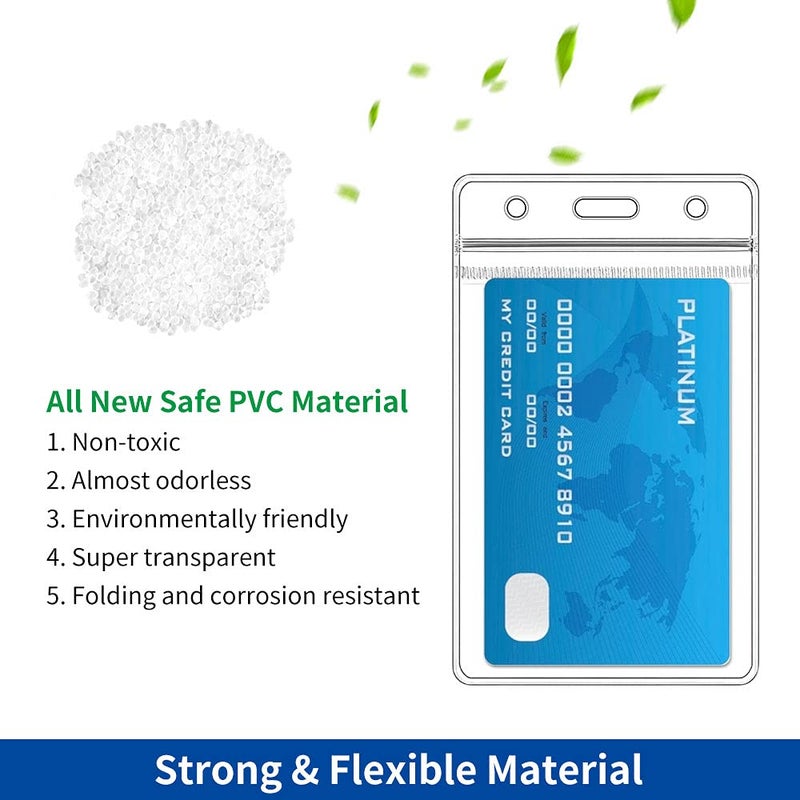 PCKPGON Vertical ID Badge Holders  10 Pack  Clear Plastic Work Card Sleeve  Name Tag Holder Cover with Waterproof Resealable Zip Type for Nurses  Women  Medical Assistant  Fits Credit Size Cards - Image 4